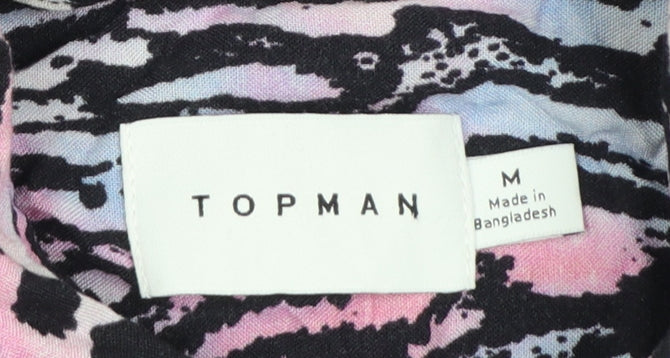 Topman Men’s Multicoloured Animal Print Short Sleeve Button-Up Shirt Size M