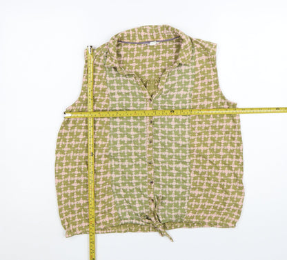 White Stuff Womens Green Geometric Cotton Sleeveless Tunic Blouse UK14