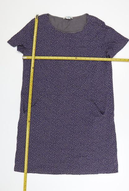 Boden Women Purple Polka Dot Cotton Shift Dress Size 16L Casual