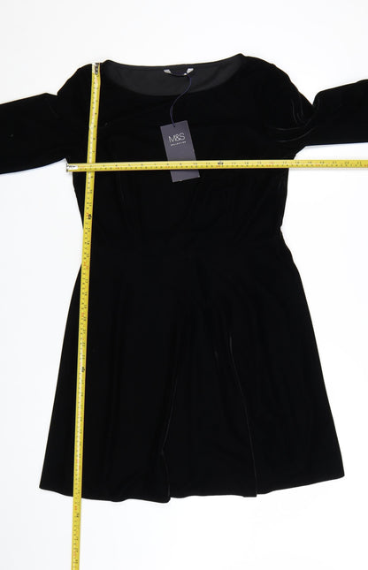 Marks and Spencer Women’s Black Velvet Fit & Flare Dress Size 12