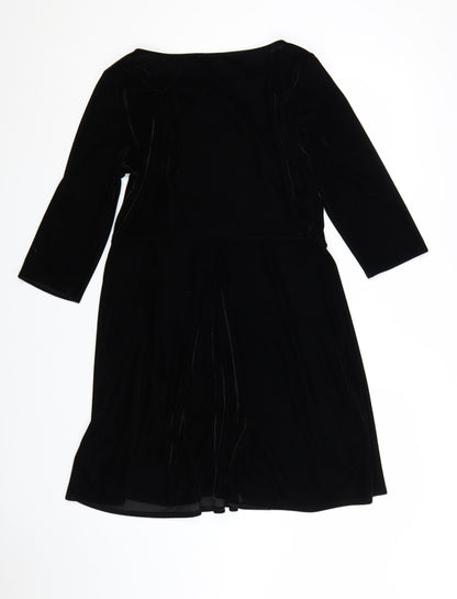 Marks and Spencer Women’s Black Velvet Fit & Flare Dress Size 12