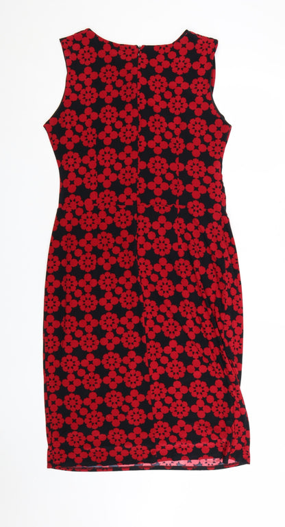 Phase Eight Women Red Floral Sheath Dress Size 16 Sleeveless