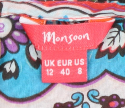 Monsoon Women’s Multicoloured Cotton Bohemian Blouse Size 12