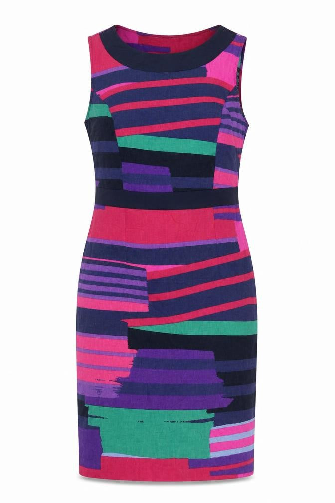 Marks and Spencer Per Una Women's Multicoloured Size 14 Linen Sheath Dress