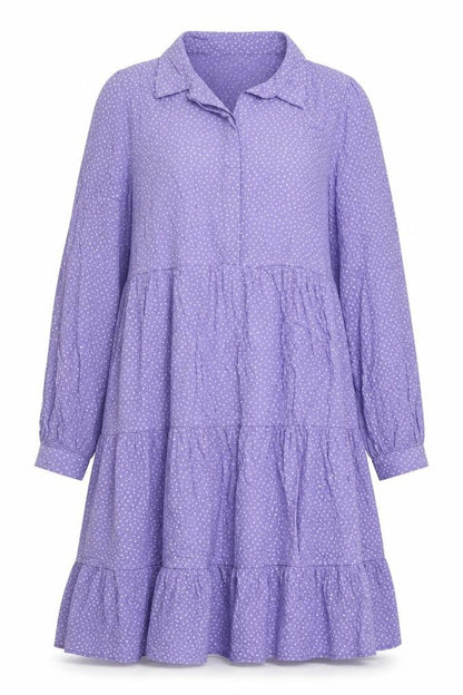 Monki Women Purple Polka Dot Cotton Shirt Dress L