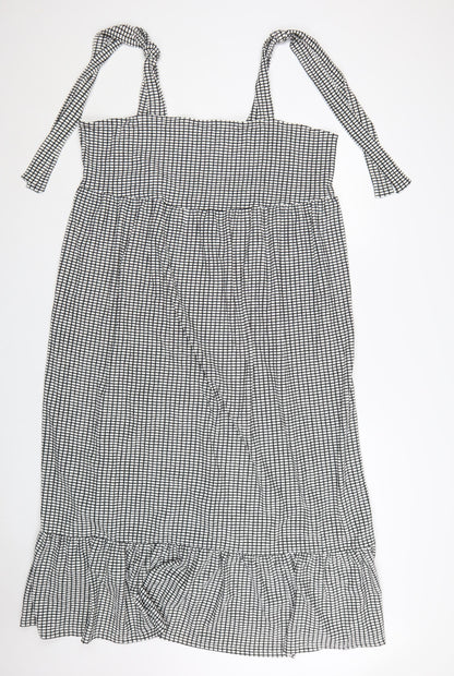 Marks and Spencer Women’s Black Check Tall Midi Slip Dress Size 20