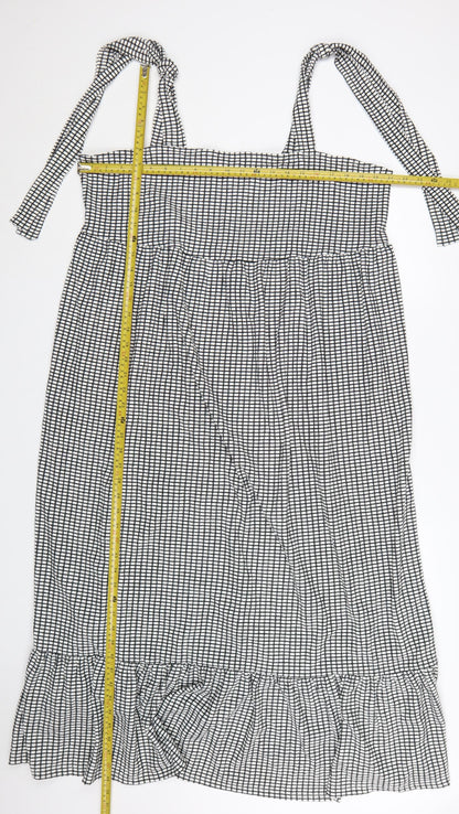 Marks and Spencer Women’s Black Check Tall Midi Slip Dress Size 20