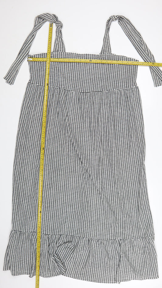 Marks and Spencer Women’s Black Check Tall Midi Slip Dress Size 20