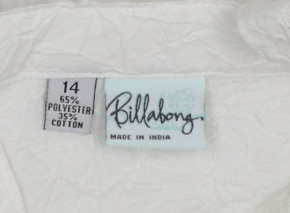 Billabong Women's White Camisole Tank Top Size 14 Summer Tie Back
