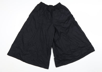 Marks and Spencer Women's Black Wide-Leg Cotton Trousers Size 6 Short