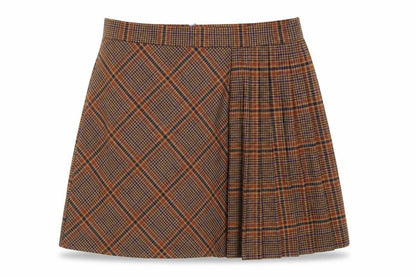 French Connection Women's Brown Pleated Plaid Skirt Size 12