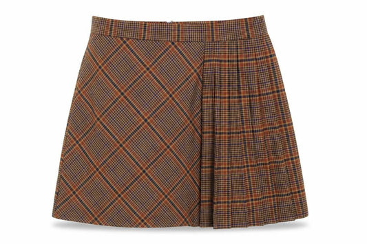 French Connection Women's Brown Pleated Plaid Skirt Size 12