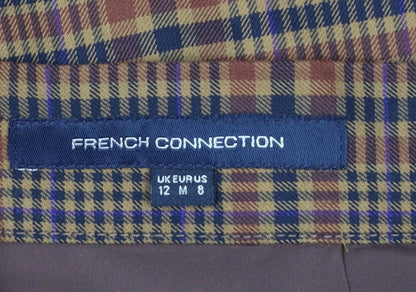 French Connection Women's Brown Pleated Plaid Skirt Size 12