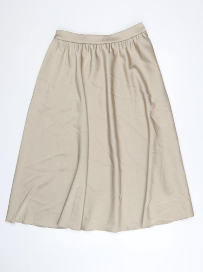 Marks and Spencer Women Beige A-Line Midi Skirt Size 12