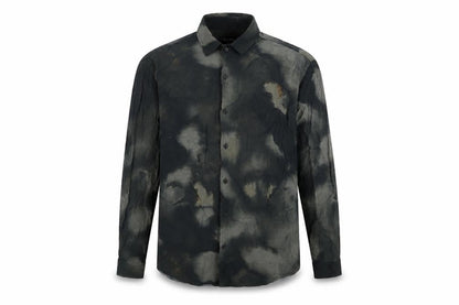 Pull&Bear Men's Green Tie-Dye Relaxed Fit Viscose Shirt M