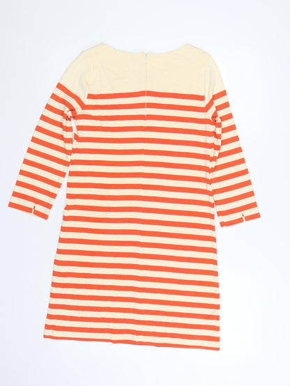 Whistles Women Multicoloured Size 8 Stripe Cotton Shift Dress