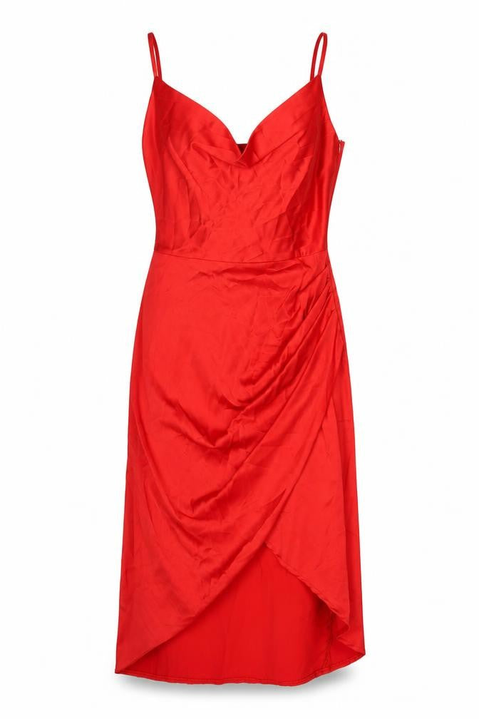 AX Paris Women Red Size 12 Slip Dress Ruched Party Cocktail Style
