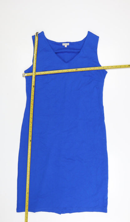 Kettlewell Women’s Blue V-Neck Sleeveless Bodycon Knee Dress L