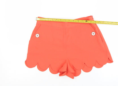 Lipsy Women’s Orange Scalloped Hem Chino Shorts Size 10