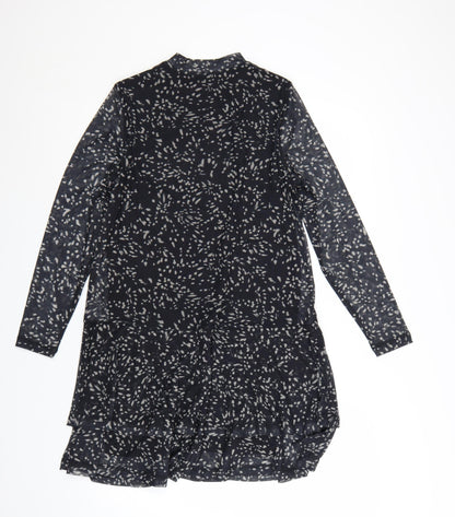 Mint Velvet Women’s Black Geometric Shift Dress Size 12 Long Sleeve