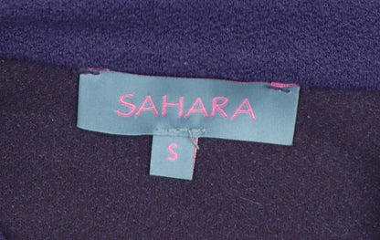 Sahara Women Purple Knee Length Shift Dress S 3/4 Sleeve Button
