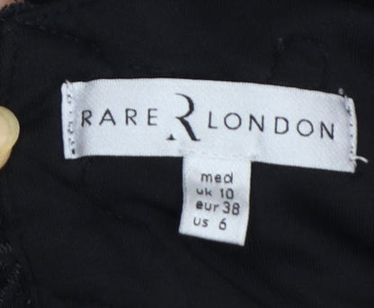 Rare London Women’s Black Bodycon Embroidered Dress UK 10