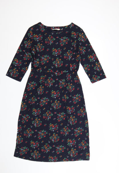 Seasalt Cornwall Womens Blue Floral Fit & Flare Cotton Dress Size 8 Petite