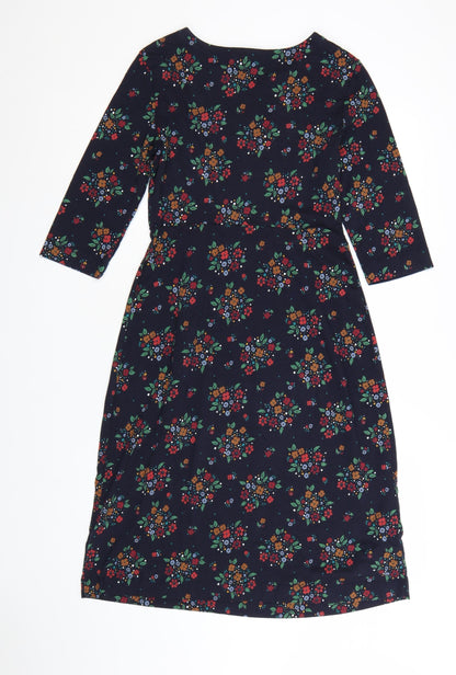 Seasalt Cornwall Womens Blue Floral Fit & Flare Cotton Dress Size 8 Petite