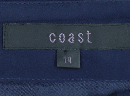 Coast Women Blue Size 14 Silk Strapless A-Line Cocktail Dress