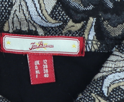 Joe Browns Women’s Black Floral A-Line Collared Long Sleeve Dress Size 12