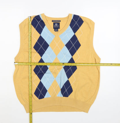 Pebble Beach Men's Yellow Argyle Cotton Golf Vest M