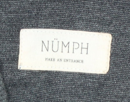 Nümph Women’s Grey Knee Length Skater Dress XL High Neck Stretch