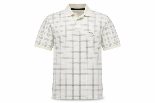 Front view of Maine New England Men’s Ivory Check Cotton Polo Shirt M