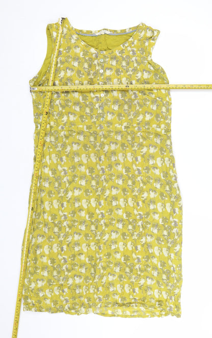 White Stuff Women’s Yellow Floral Sleeveless Shift Dress Size 12