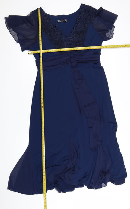 Joanna Hope Women's Blue Lace Midi Fit & Flare Dress Size 14