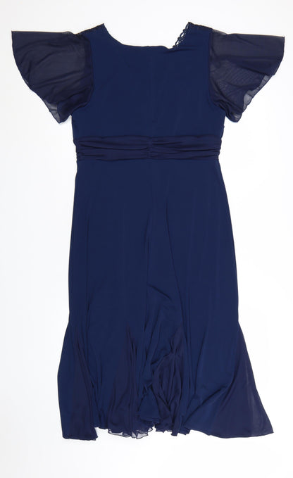 Joanna Hope Women's Blue Lace Midi Fit & Flare Dress Size 14