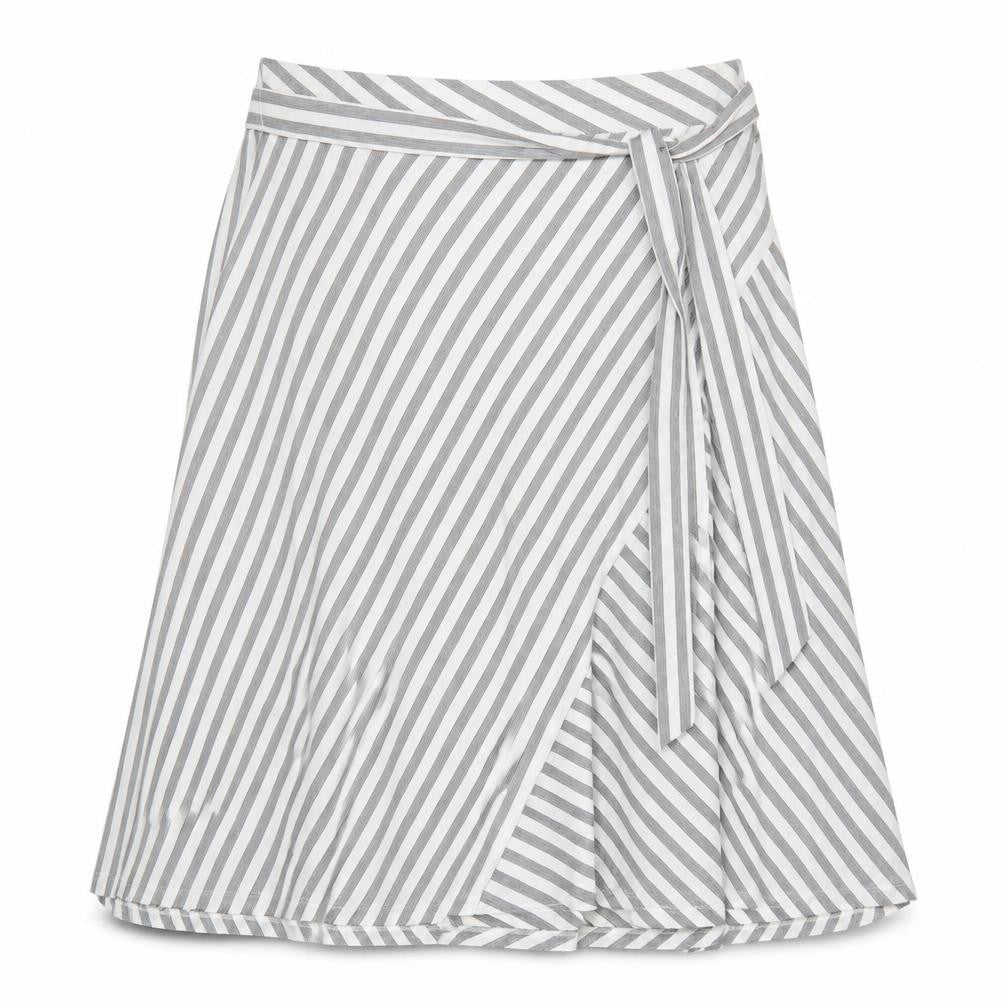 DKNY Women’s Grey Striped Wrap Skirt XL Polyester Elastane