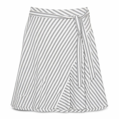 DKNY Women’s Grey Striped Wrap Skirt XL Polyester Elastane