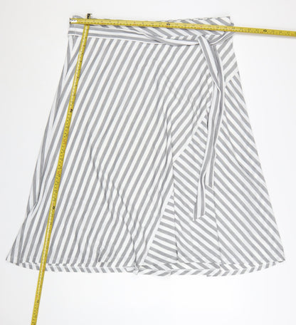 DKNY Women’s Grey Striped Wrap Skirt XL Polyester Elastane