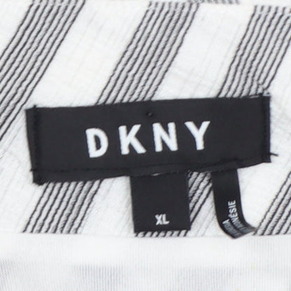 DKNY Women’s Grey Striped Wrap Skirt XL Polyester Elastane