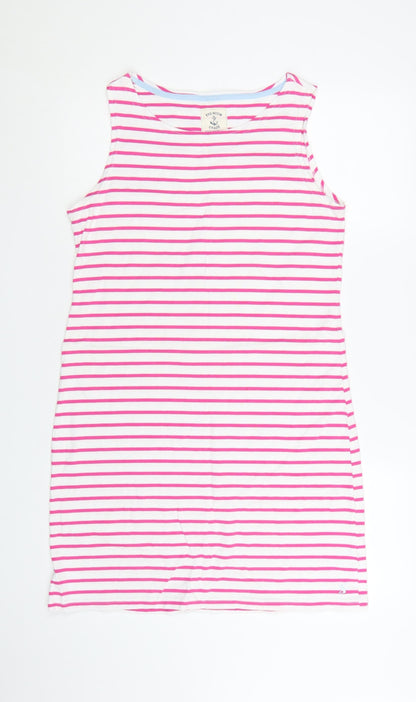 Joules Womens Pink White Striped Cotton Sleeveless T-Shirt Dress Size 14