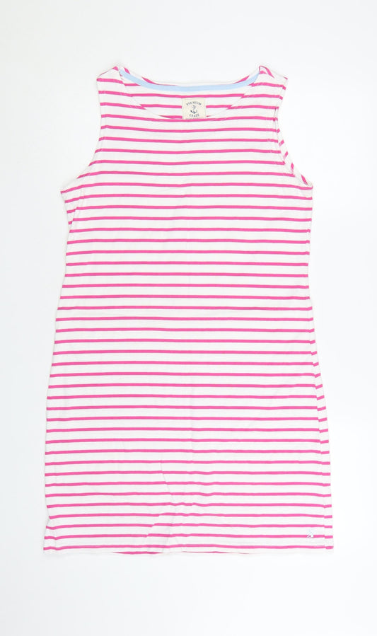 Joules Womens Pink White Striped Cotton Sleeveless T-Shirt Dress Size 14