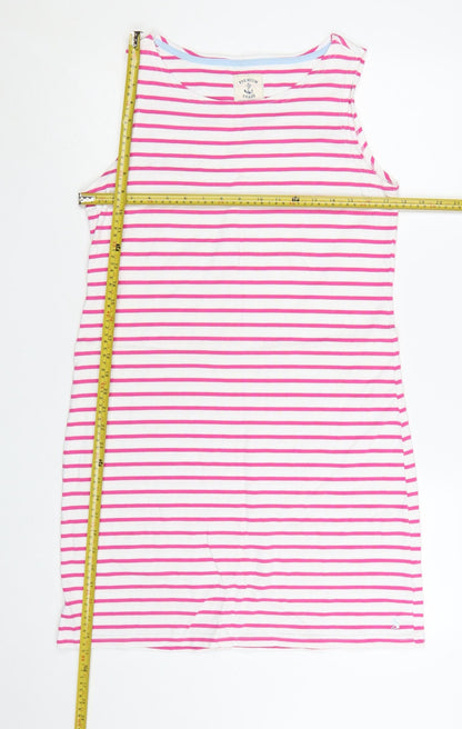 Joules Womens Pink White Striped Cotton Sleeveless T-Shirt Dress Size 14