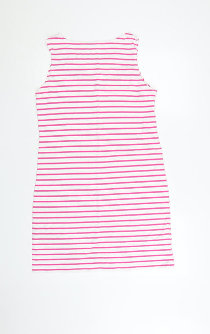 Joules Womens Pink White Striped Cotton Sleeveless T-Shirt Dress Size 14