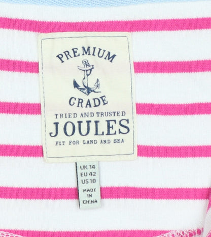 Joules Womens Pink White Striped Cotton Sleeveless T-Shirt Dress Size 14
