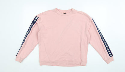 Topshop Petite Pink Long Sleeve Pullover Sweatshirt UK 10