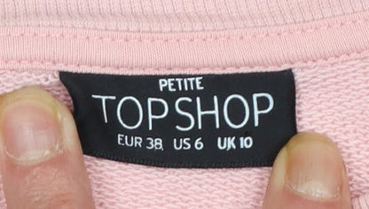Topshop Petite Pink Long Sleeve Pullover Sweatshirt UK 10