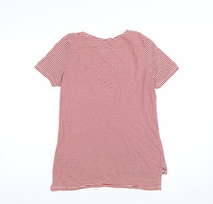 Dorothy Perkins Women Red Striped Mon Cheri T-Shirt Size 10