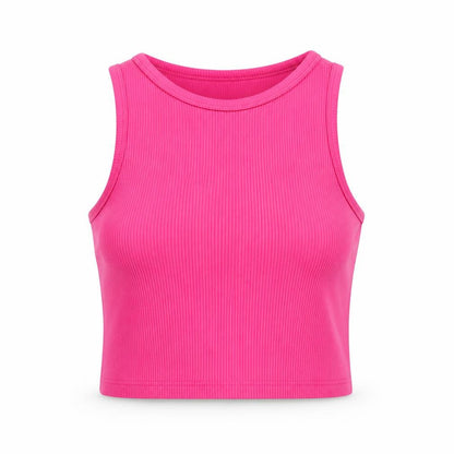 Stradivarius Women’s Pink Cropped Tank Top Size 12 Cotton Blend