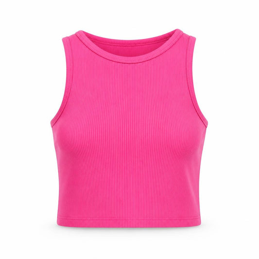 Stradivarius Women’s Pink Cropped Tank Top Size 12 Cotton Blend